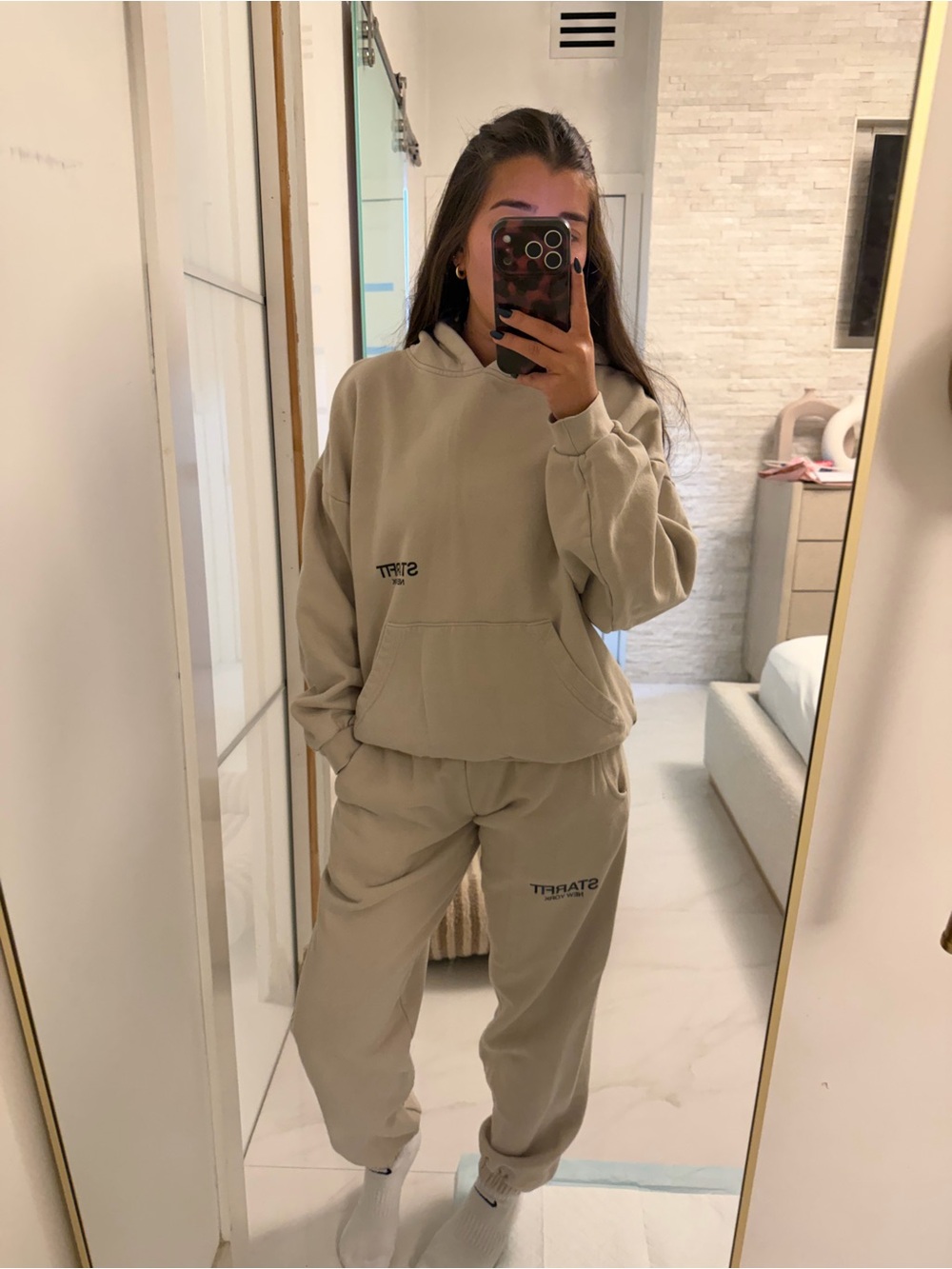 Women's Beige Hoodie & Jogger Set - Neutral Lounge Tracksuit